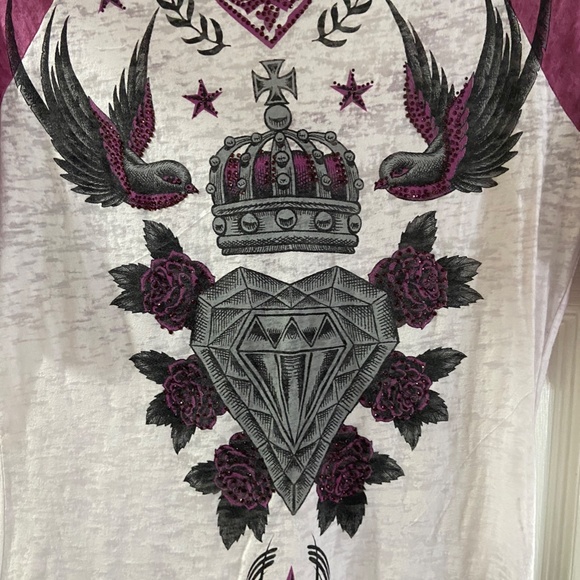 Sinful  Sage baby Button Burnout Rinestone Raglan Henley - Picture 5 of 6